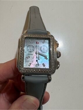 Michele Deco Diamond Chronograph Watch .66 ct Diamonds; MOP & diamonds on Face